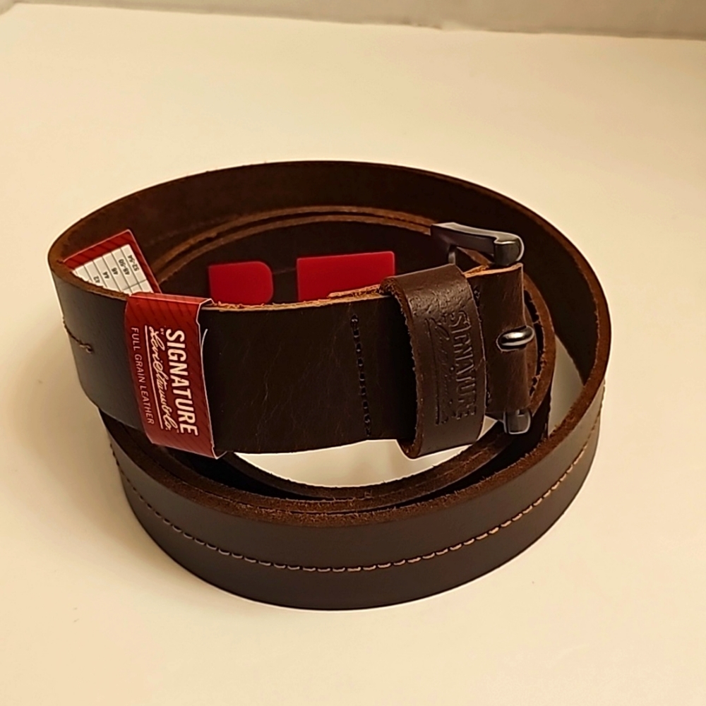 Levis Signature Full-Grain Leather Brown Single Stitch Belt Mens (size:5… - Picture 3 of 7